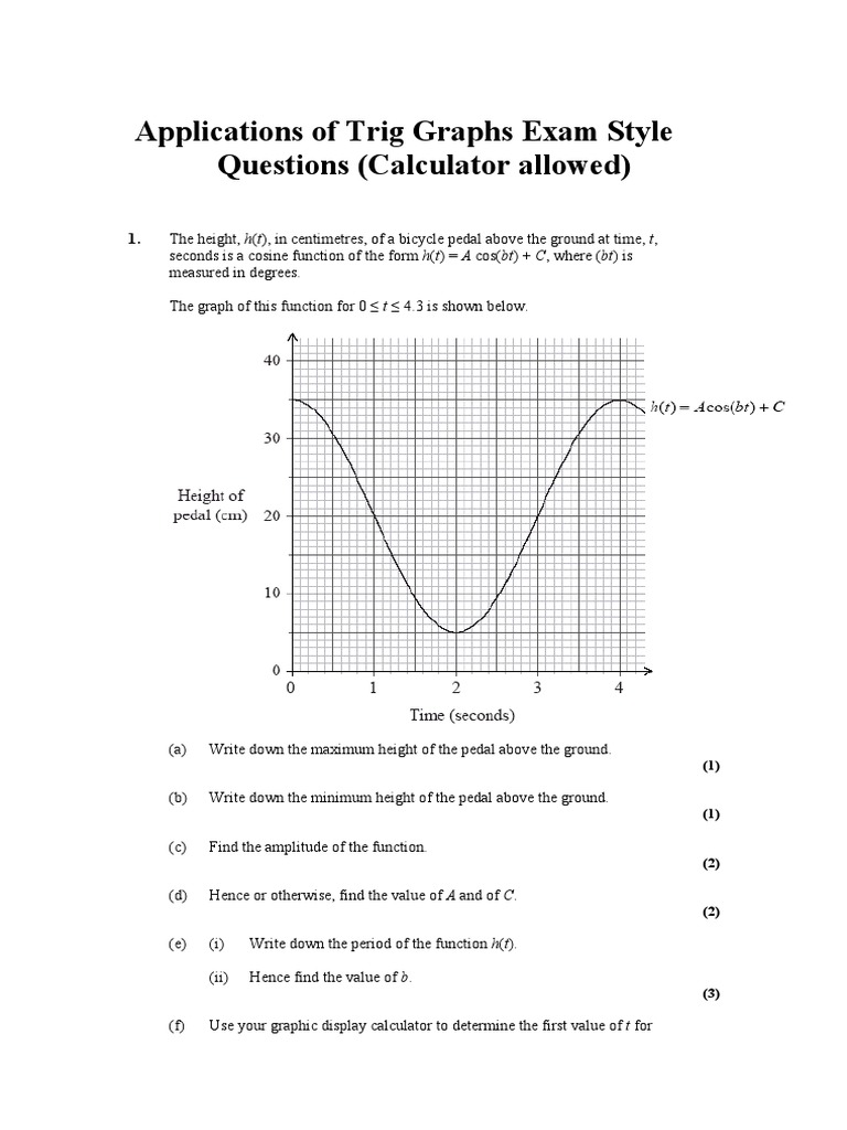 Trigonometric Graphs Exam Questions | PDF | Tide | Celsius