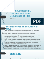 Warehouse Receipt, Quedans and Other Documents of Title: Group 8