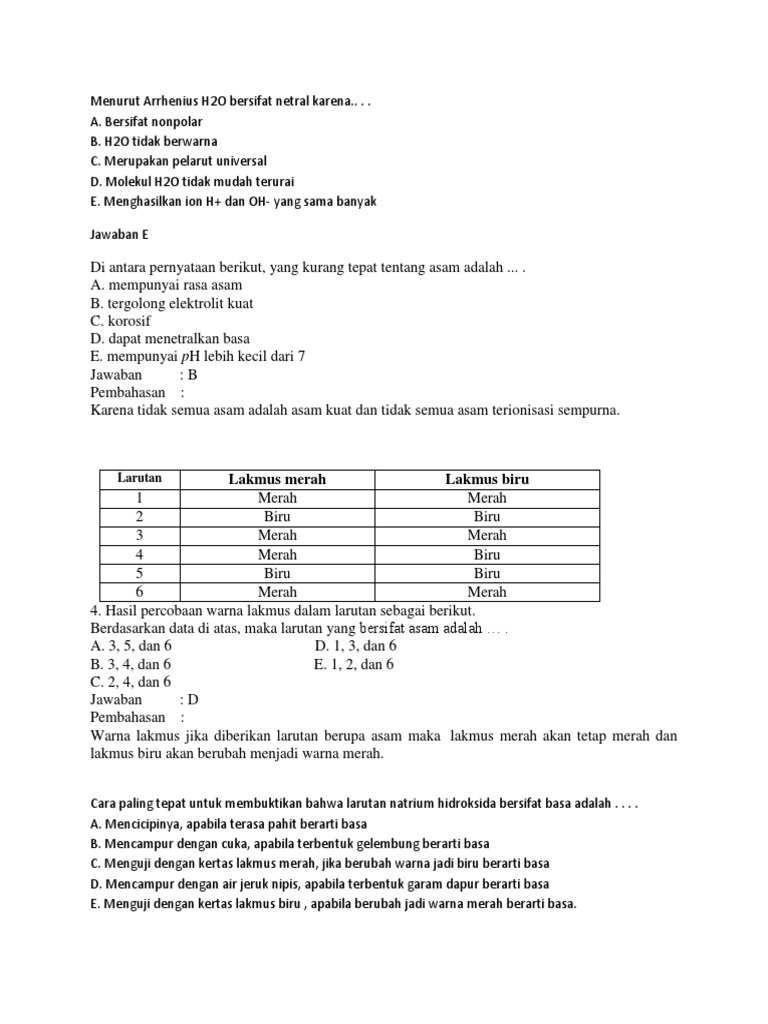 Diantara Pernyataan Berikut Yang Kurang Tepat Tentang Asam Adalah Mudah