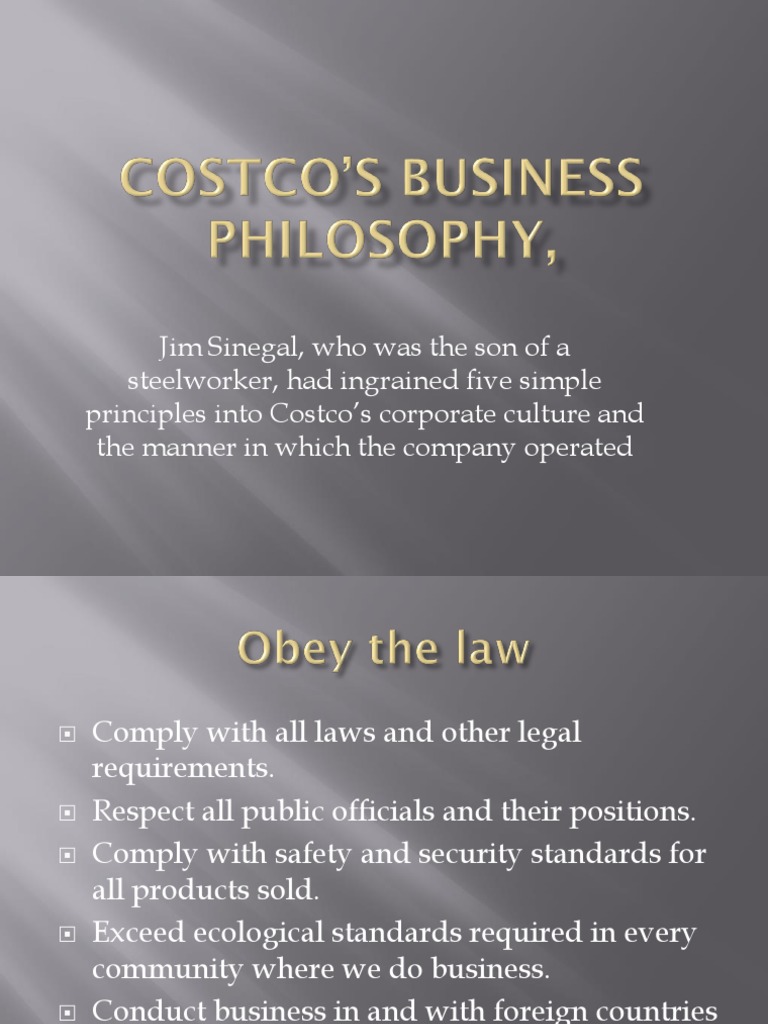 Costco's Business Philosophy | PDF | Costco | Photovoltaics