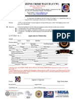 Citizens Crime Watch (CCW) : CCW FORM No. 1 Application For Membership Batch No.