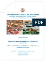 Laboratorio N°1 Porcesamiento de Minerales-2019