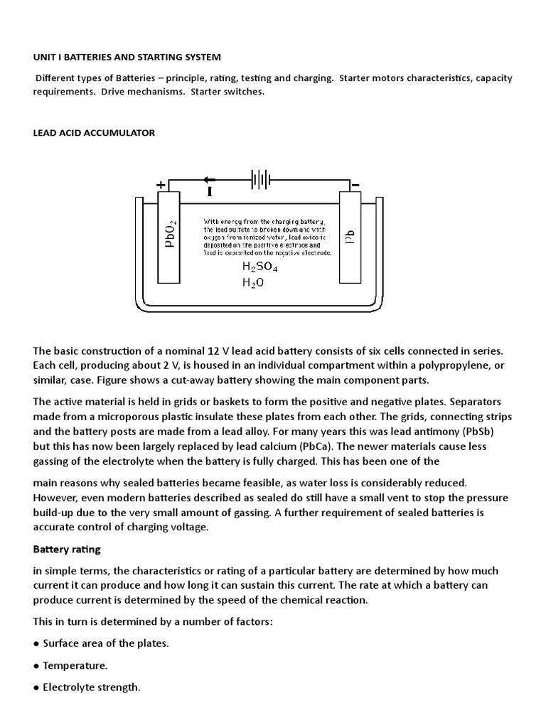 Automotive Electrical and Electronics Engineering PDF Battery