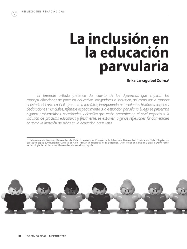 Inclusión en la Educación Parvularia | PDF | Educación de la primera ...