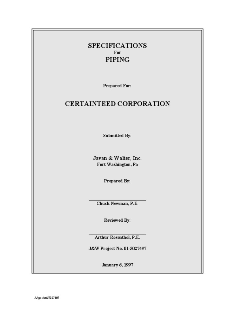 DISCIPLINESPECS 19970106 Standard Specifications For Piping - PDF ...