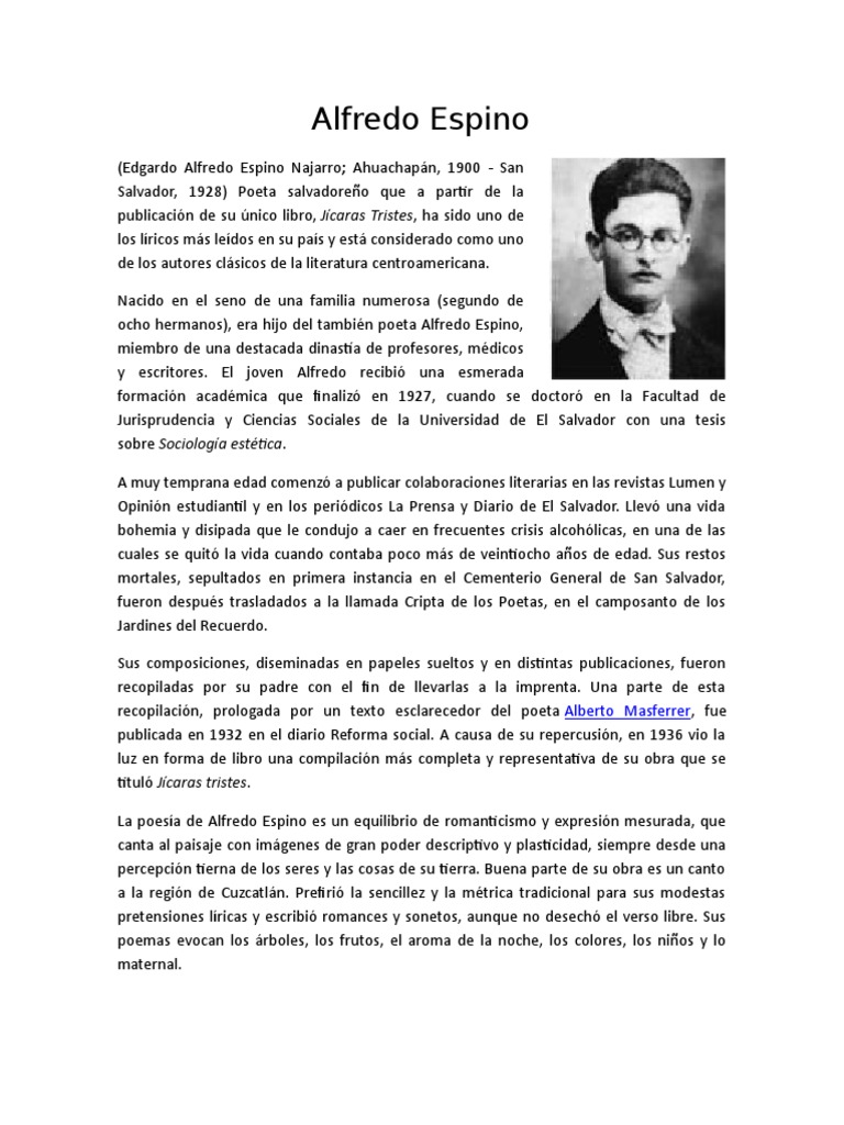 Alfredo Espino PDF Deportes Poesía