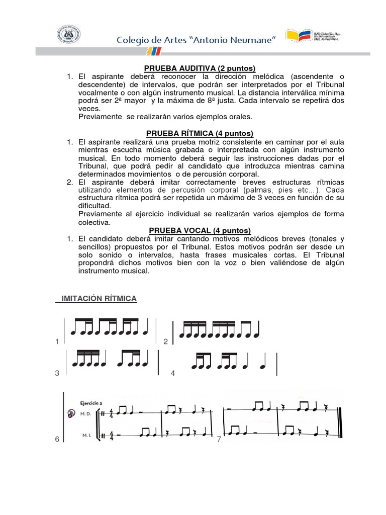 Ejercicios Rítmicos para Aspirantes Musicales | PDF | Ritmo | Melodía
