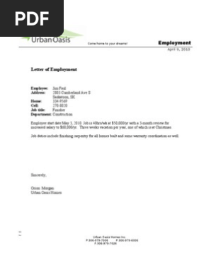 Letter of Employ