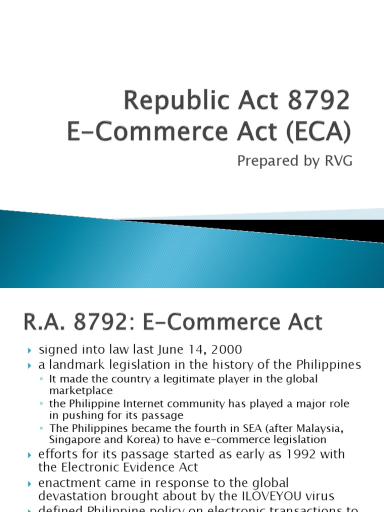 Republic Act 8792 E Commerce Law Pdf E Commerce Copyright