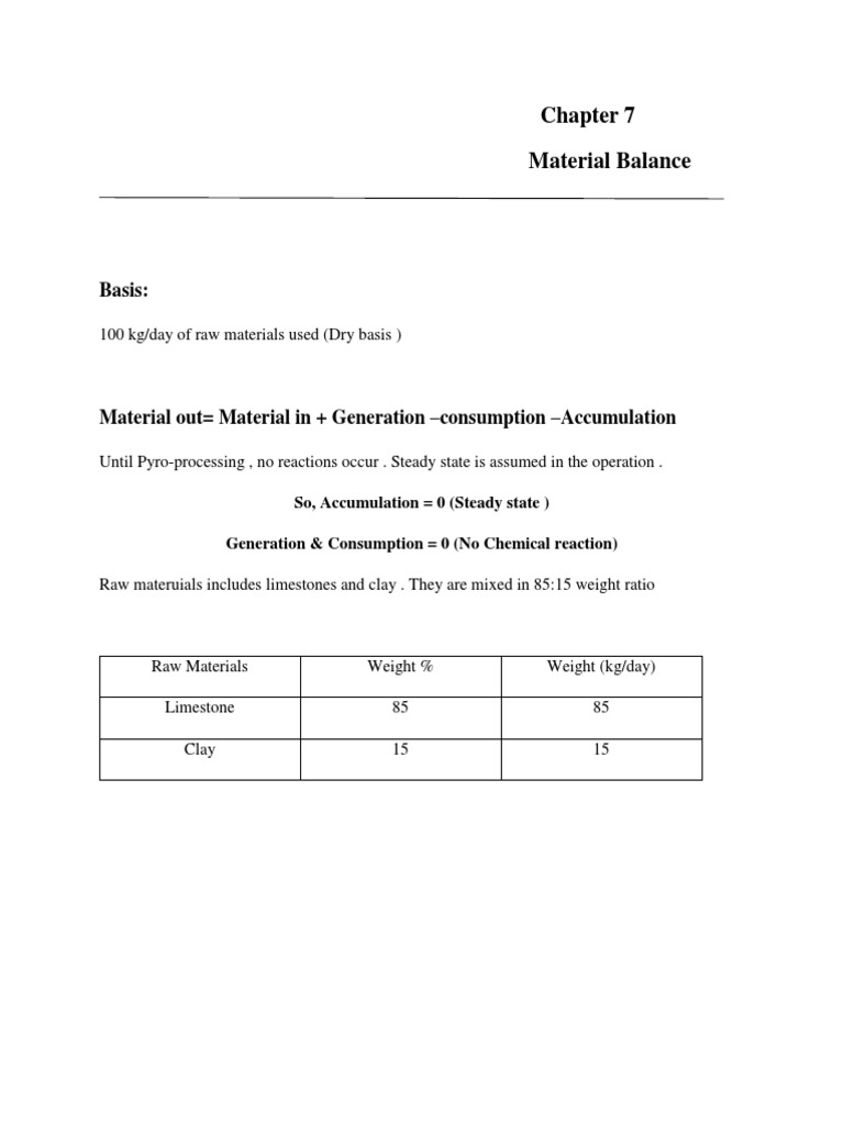 Material Balance in Cement Production | PDF | Building Engineering ...
