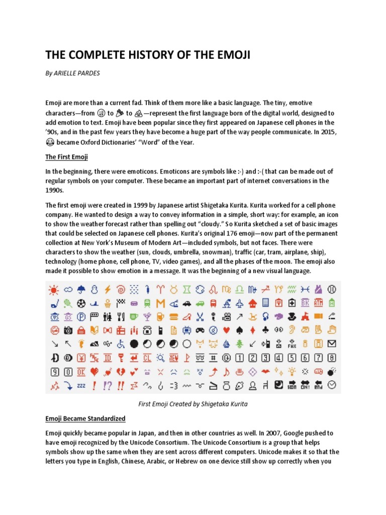 The Complete History of The Emoji by Arielle Pardes PDF Encodings