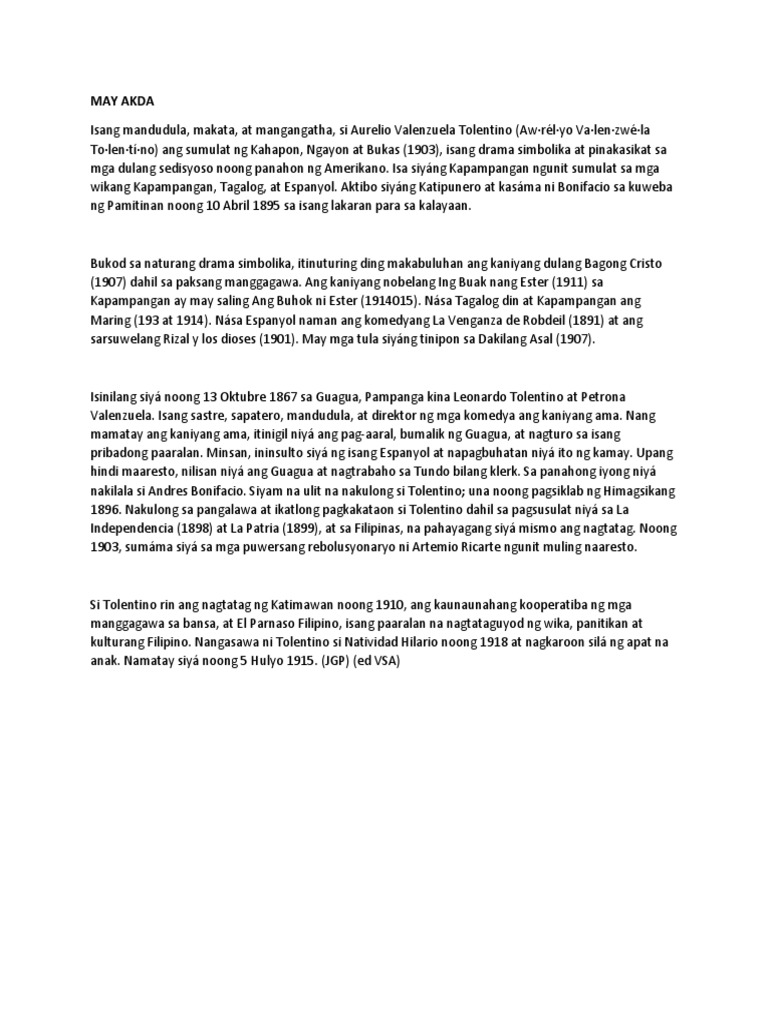 Aurelio Tolentino Pdf