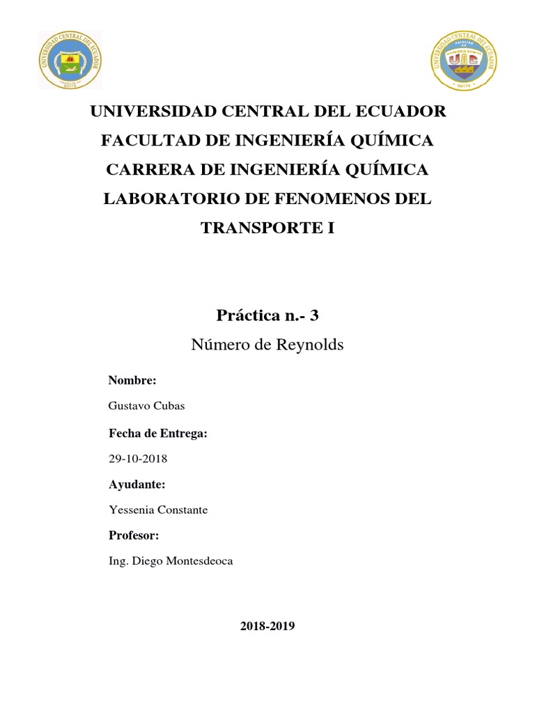 Numero de Reynolds PDF Numero Reynolds Viscosidad
