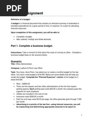 business budget assignment shannon mccourt