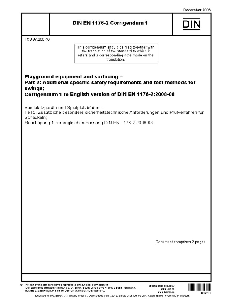 DIN EN 1176-2 Corrigendum 1 | PDF | Intellectual Works | Computing