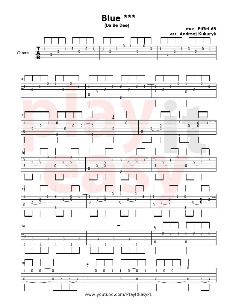 Play It Easy (Tab) Eiffel 65 Blue Musicians Musical Groups