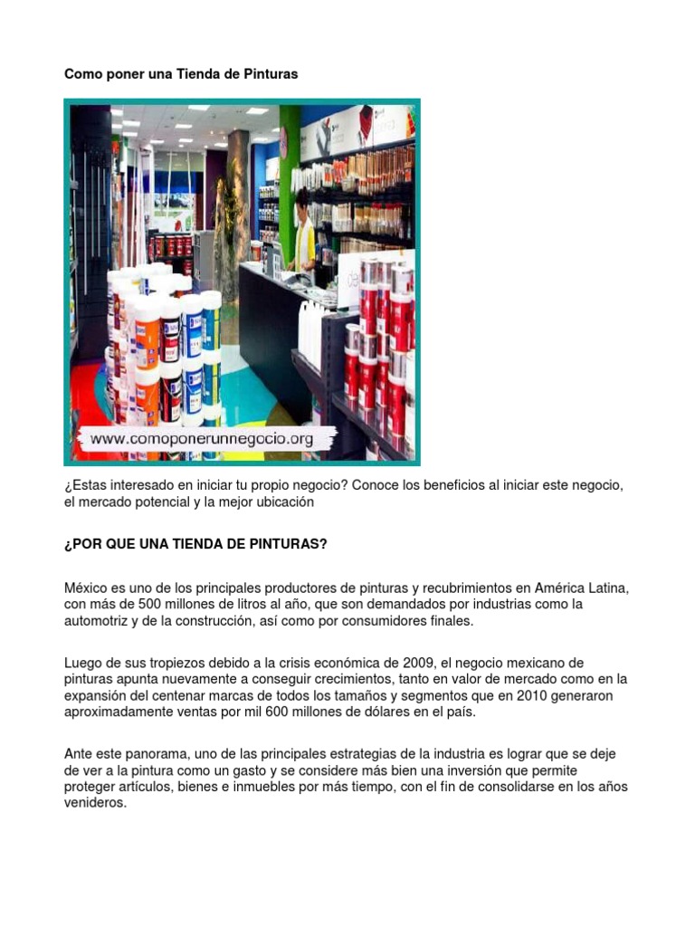 Como Poner Una Tienda de Pinturas - Guía de Negocio | PDF | Cliente |  Oferta (economía), image size:768x1024