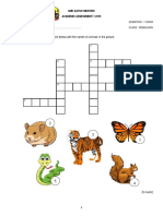 Question 1: Fill in The Crossword Puzzle Below With The Names of Animals in The Picture