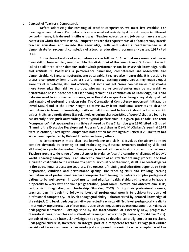 Concept of Teacher PDF Competence (Human Resources) Teachers