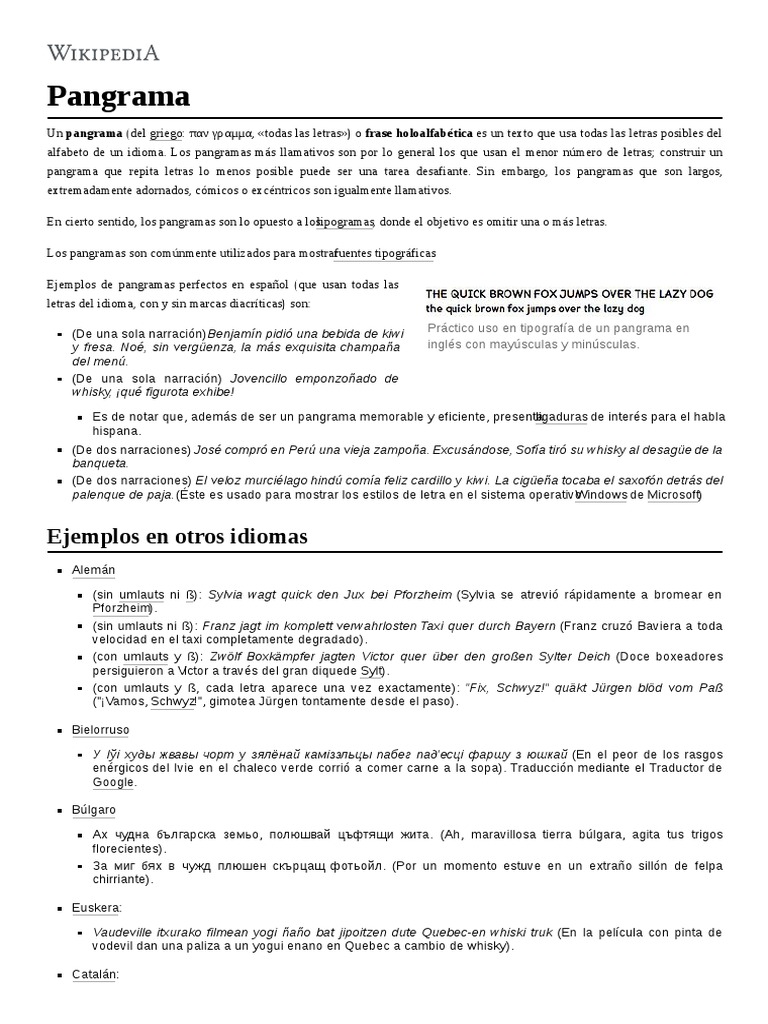 Pangrama PDF | PDF | Texto | Idiomas