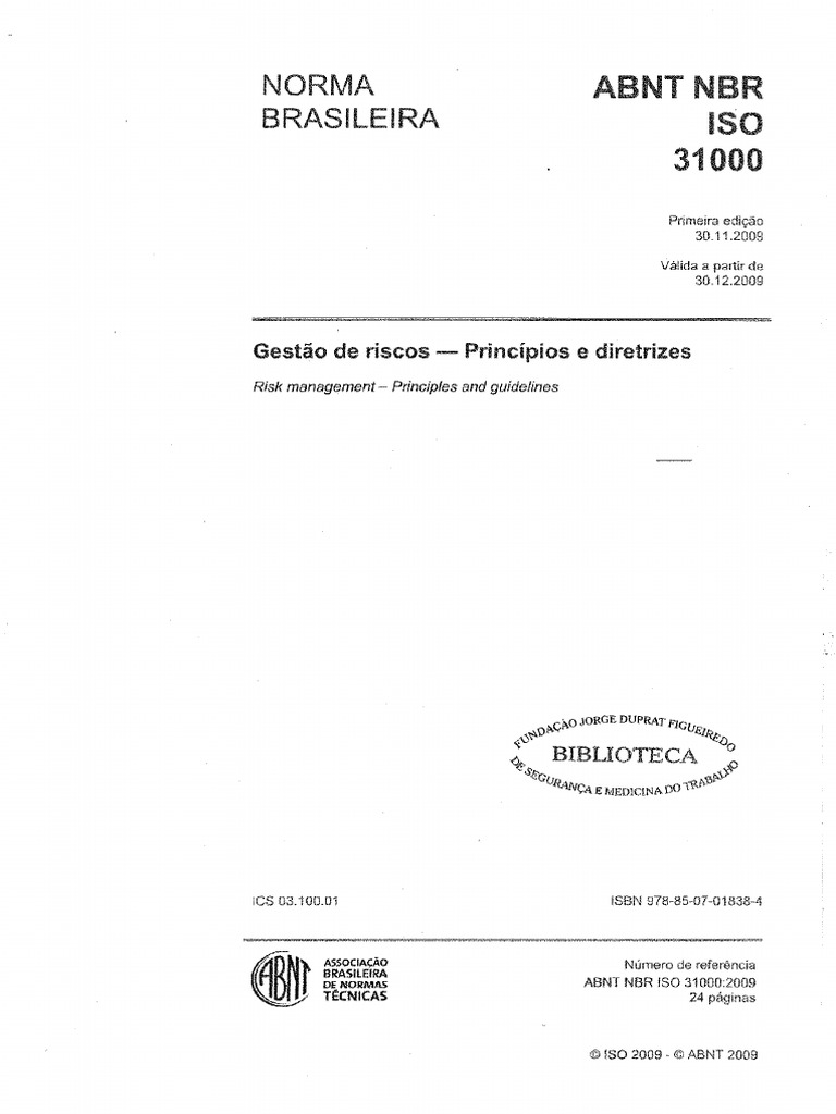 ABNT NBR ISO 31000 Gestao de Riscos PDF | PDF