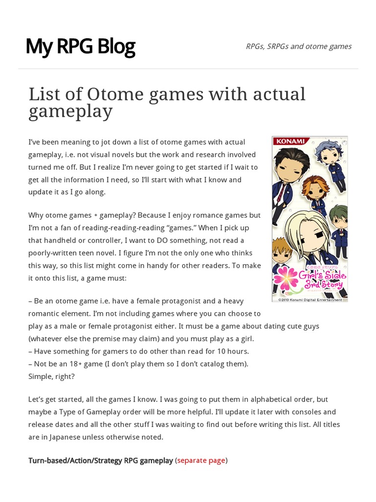 List of Otome Games With Actual Gameplay | PDF | Video Games | Entertainment