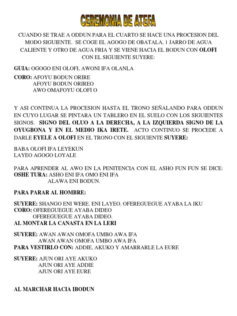 Ceremonia de Atefa Ifa PDF | PDF | Predicción | Deidades