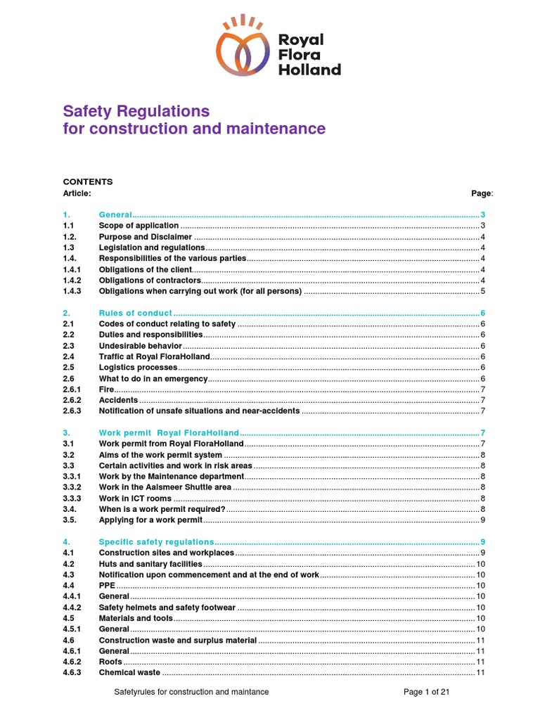 Safetyregulations For Construction and Maintenance PDF Occupational