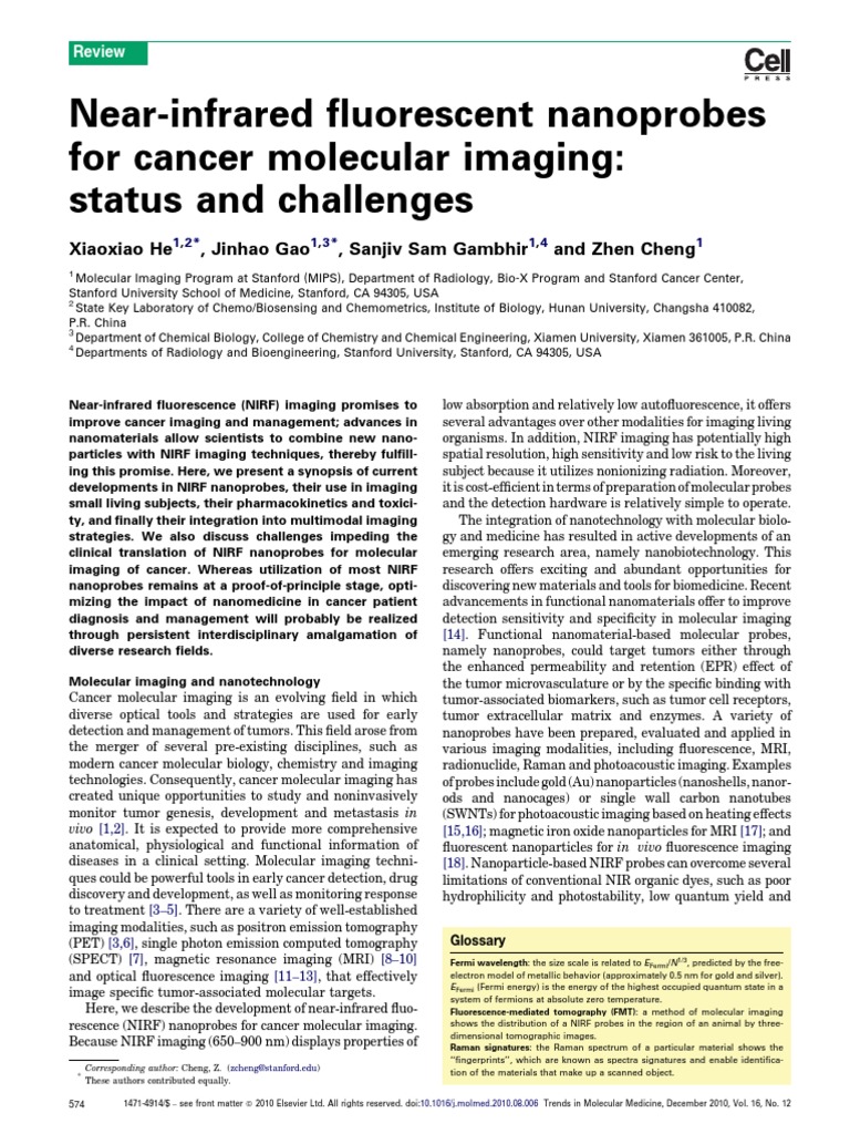 Near-Infrared Fluorescent Nanoprobes For Cancer Molecular Imaging ...