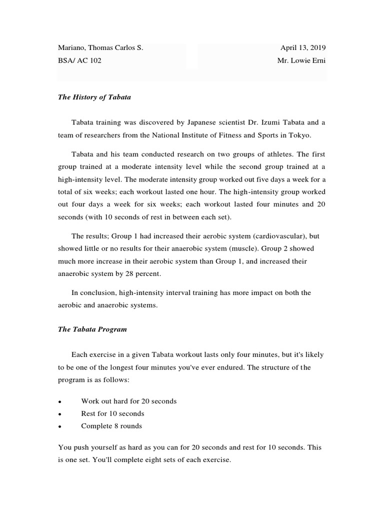 The History of Tabata | PDF | High Intensity Interval Training ...