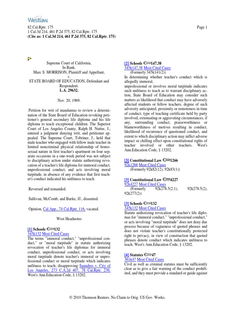 Morrison v. State Board of Education Supreme Court of