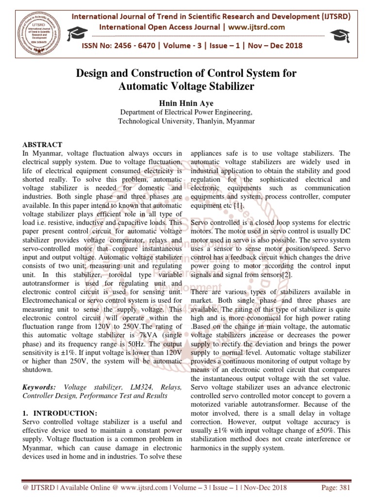 Design and Construction of Control System For Automatic Voltage ... Circuit Diagram