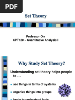 Set Theory: Professor Orr CPT120 Quantitative Analysis I