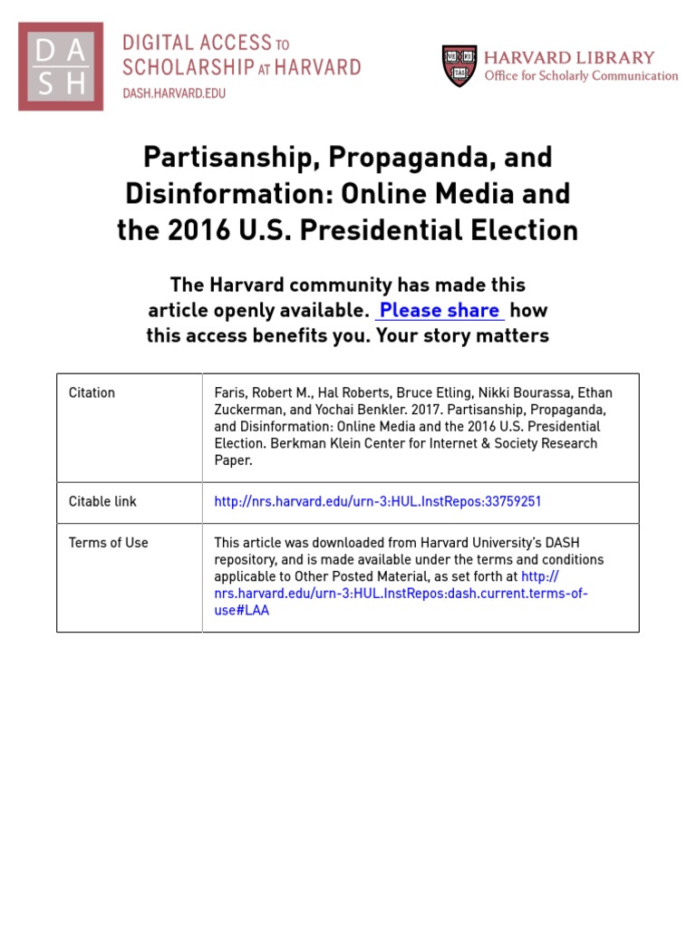 Partisan, Propaganda, and Disinformation Online Media and The 2016
