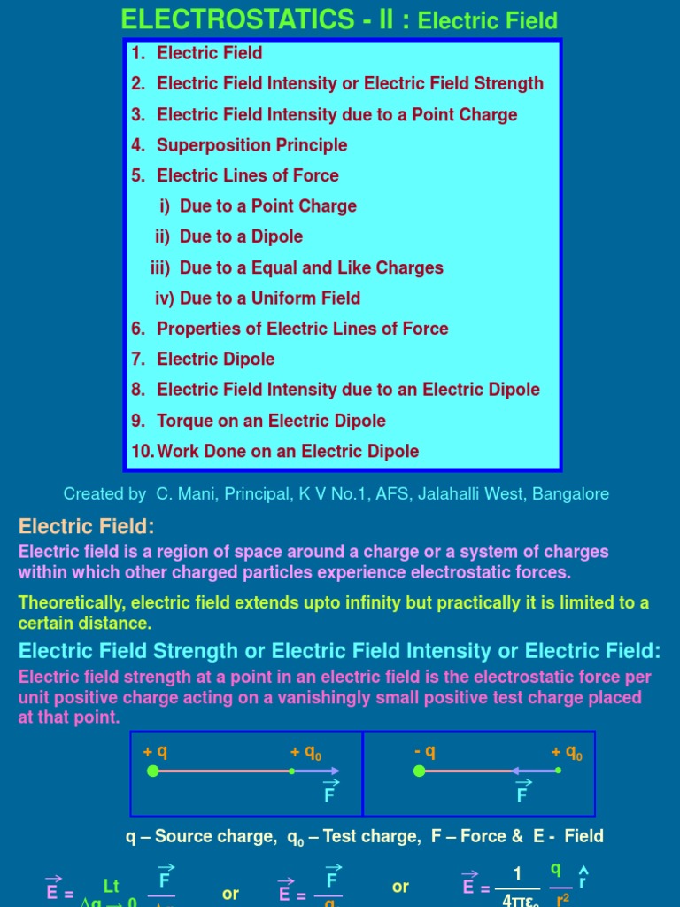 Class Notes of Unit Electrostatics Part-2 | PDF | Electric Field ...