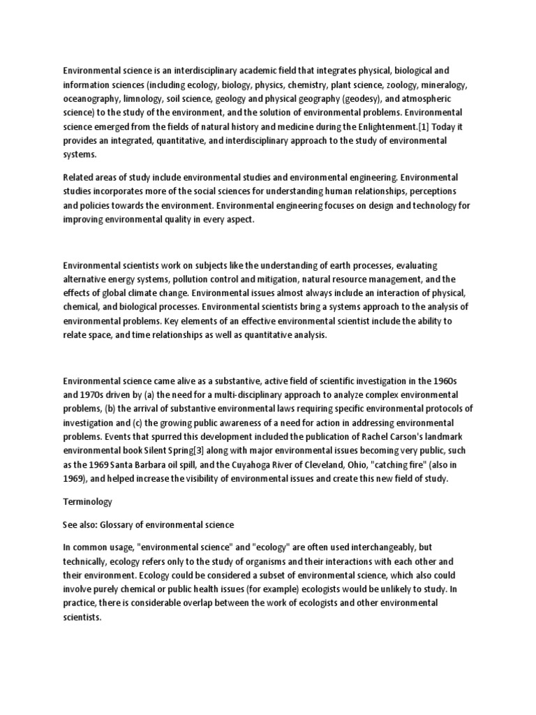 Understanding Environmental Science's Interdisciplinary Nature | PDF ...