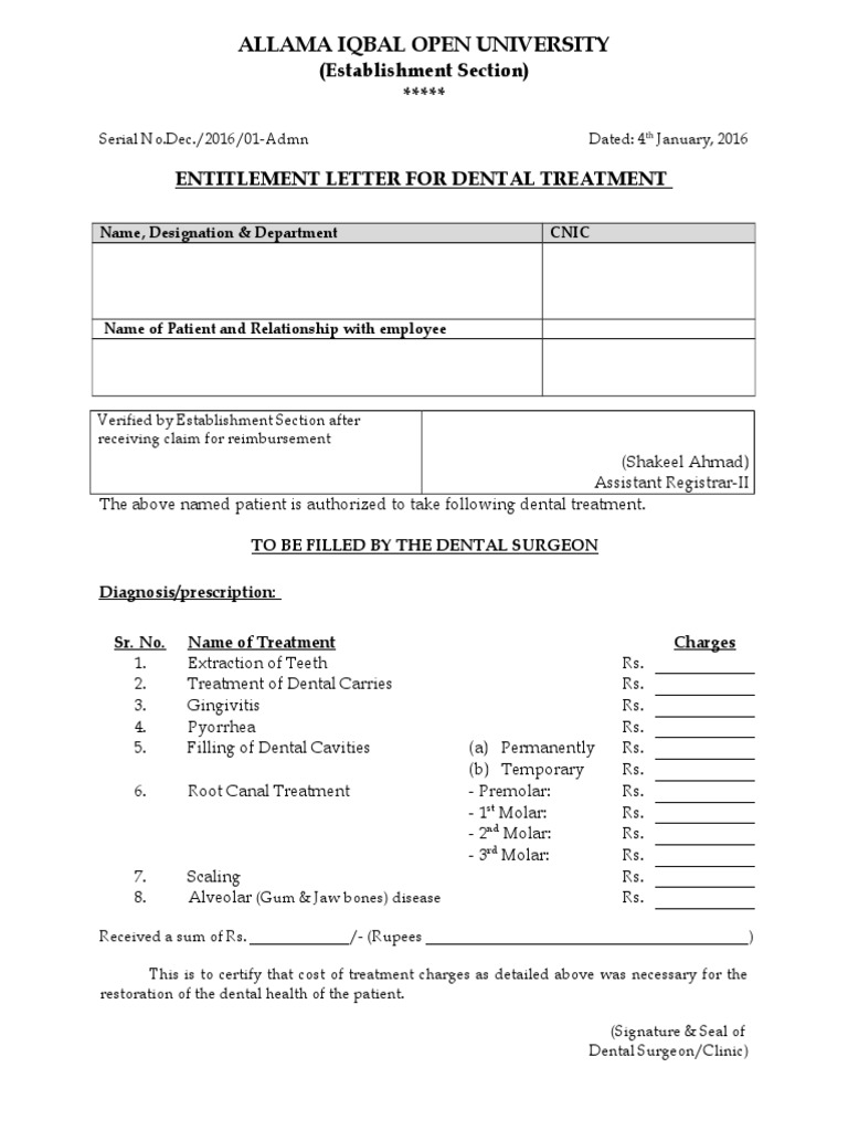 Dental Proforma PDF Dentistry Islamabad