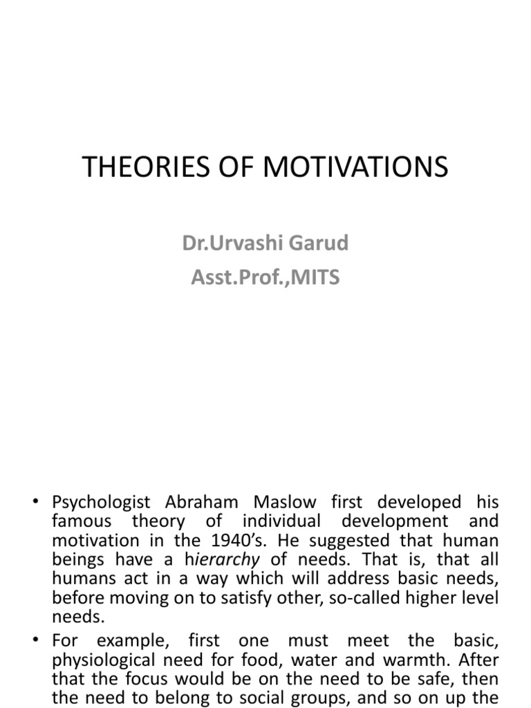 Theories of Motivation | PDF | Psychological Theories | Motivation