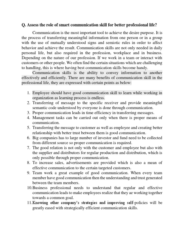 Importance of Smart Communication Skills | PDF | Communication | Employment