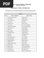 Board of Advanced Studies & Research: Department of Public Administration