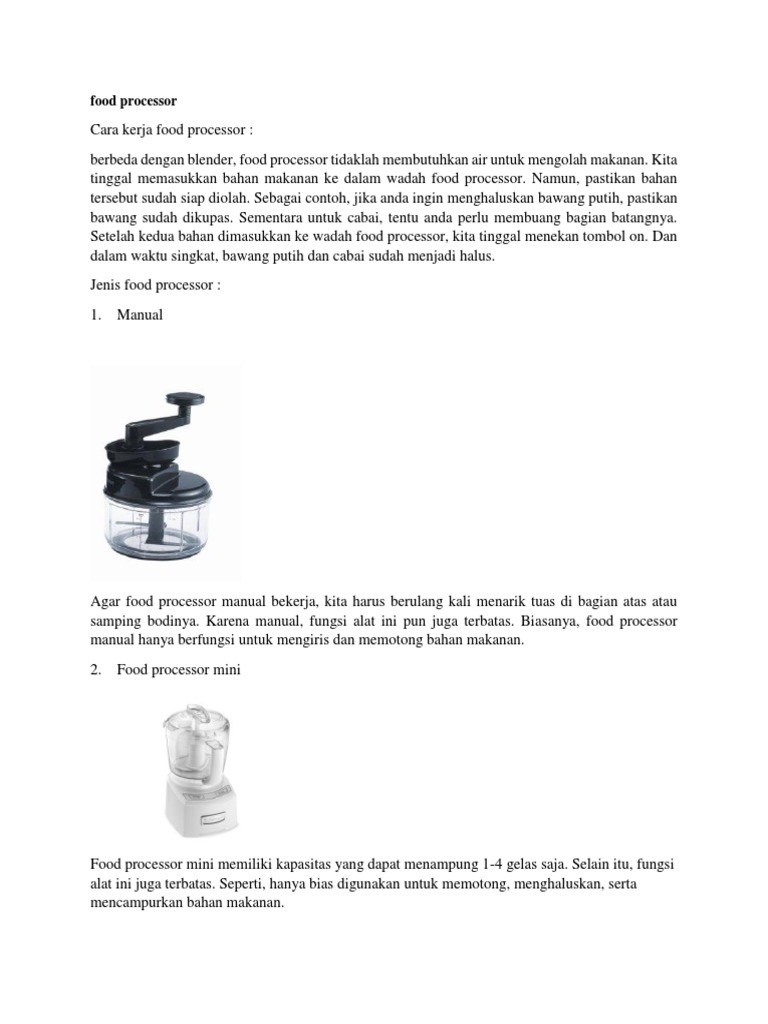 Fungsi dan Jenis Food Processor | PDF