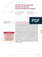 The Effect of Job Enrichment Schemes On Selected Construction Workers in Nigeria