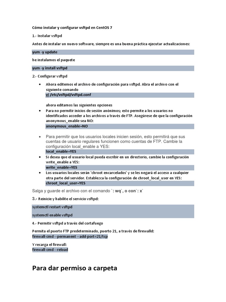 C mo instalar y configurar vsftpd en centos 7 pdf