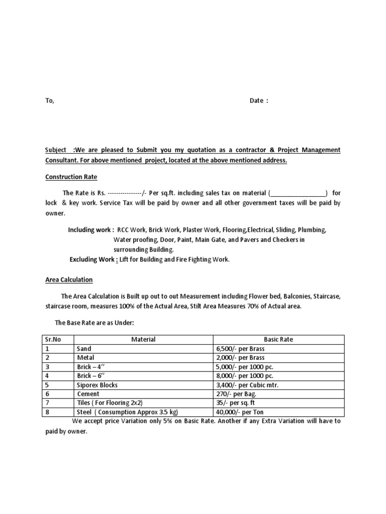 Quotation Format PDF Tile Plaster