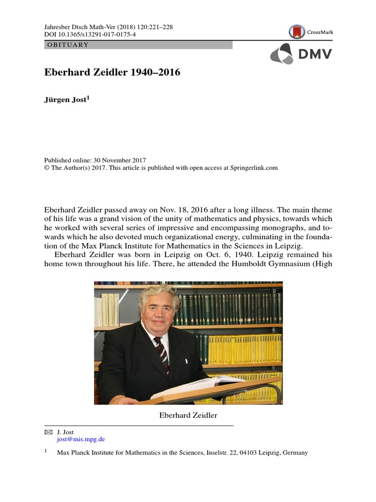 Eberhard Zeidler 1940-2016 | PDF | Quantum Field Theory