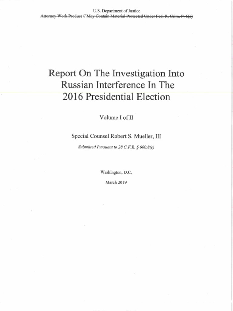 Mueller Report | Download Free PDF | United States Department Of ...