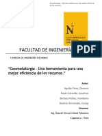 Facultad de Ingeniería: "Geometalurgia - Una Herramienta para Una Mejor Eficiencia de Los Recursos."