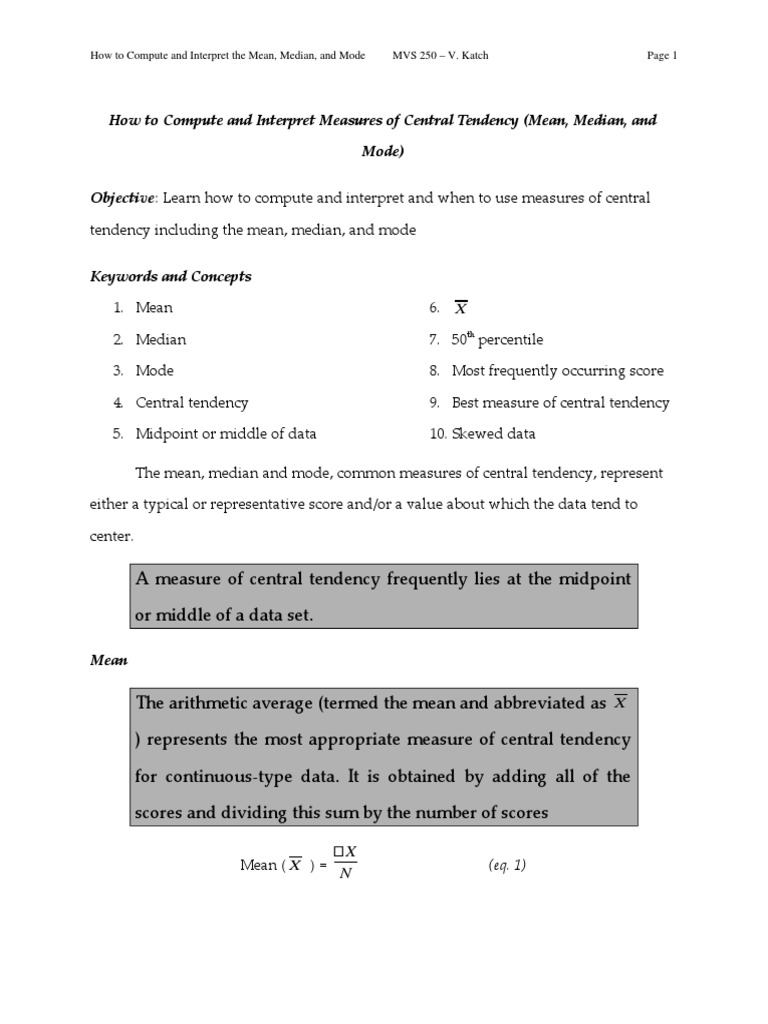 Mean Median Mode | PDF | Mean | Median