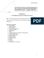 Experiment 6 Colorimetric Analysis of Reducing Sugar: Lab Manual Cbb20303 Biochemistry