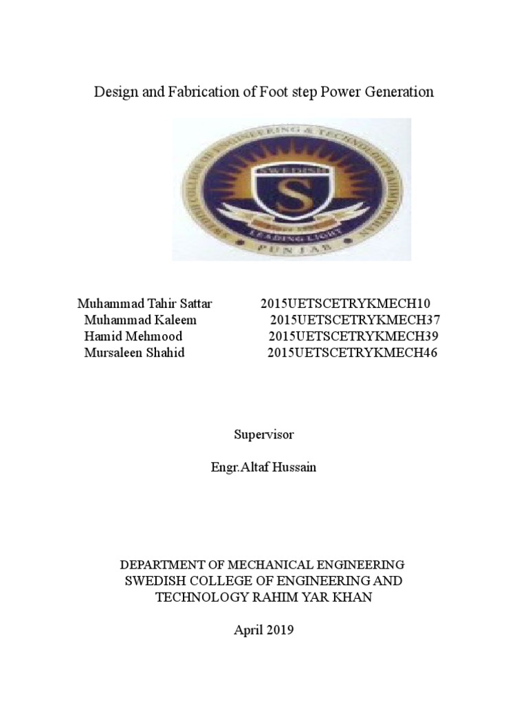 Footstep Power Generation System Design | PDF | Gear | Renewable Energy